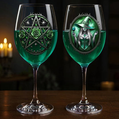 Custom Stemmed Wine Glass - Personalized Best Friend Birthday Gifts For Women, Besties, Sisters, BFF - Witch Vibes Only This Halloween