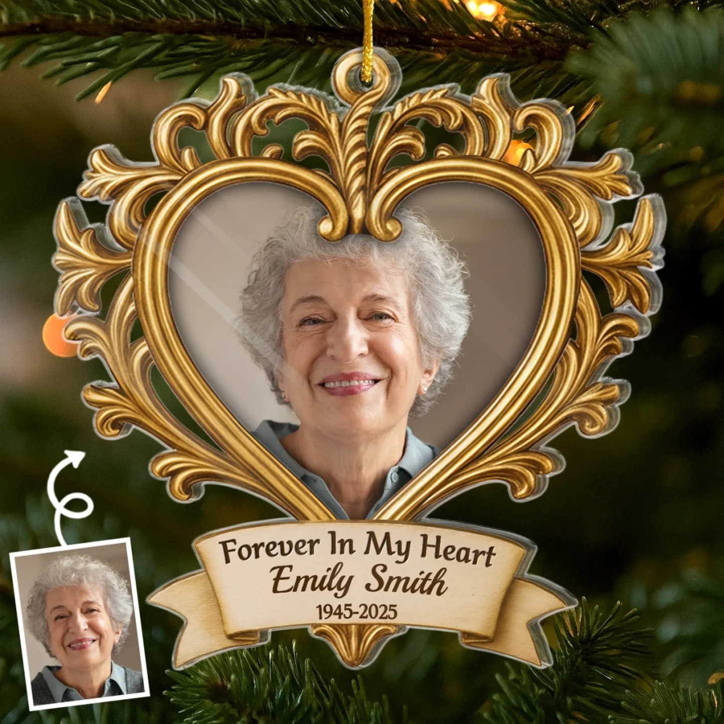 Custom Photo Acrylic Ornament - Personalized Christmas Memorial Sympathy Gifts For Loss Of Mom, Dad - A Beautiful Soul Forever Remembered