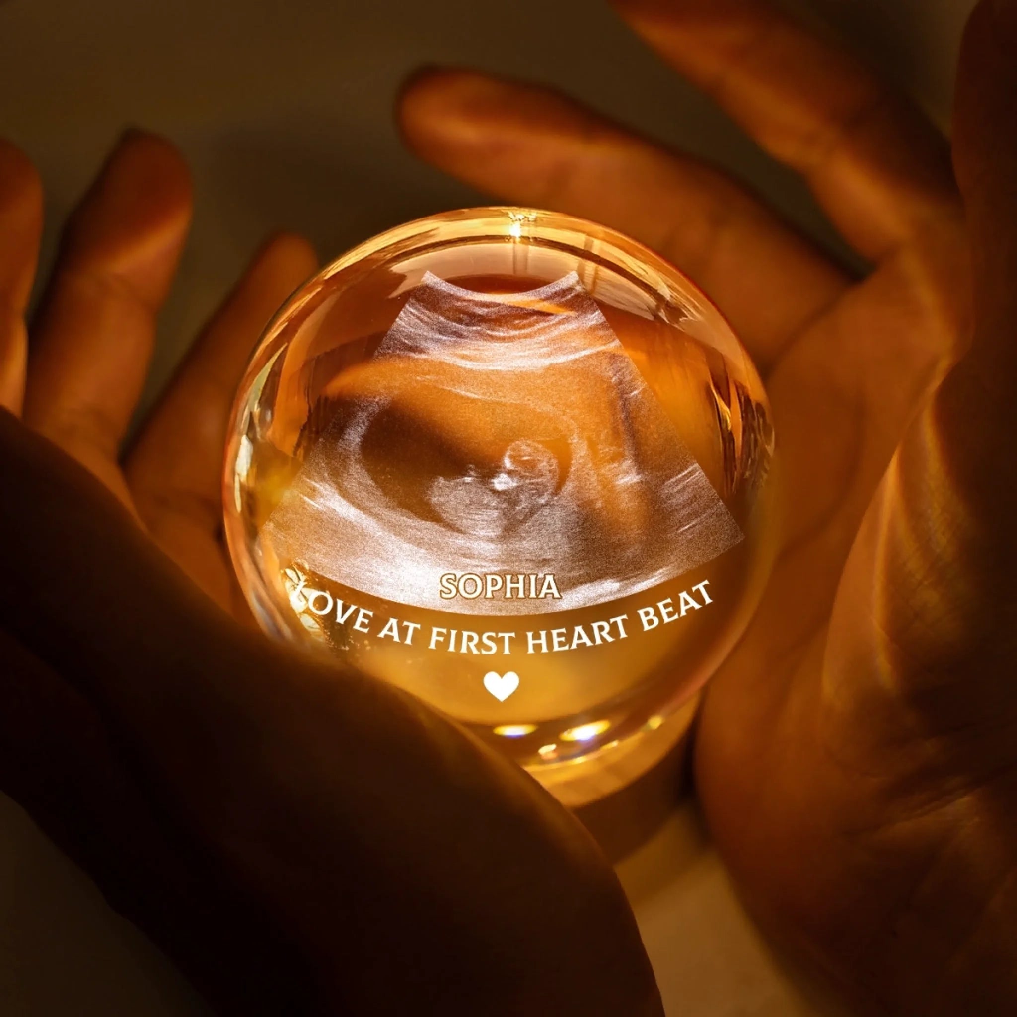 Custom Photo Crystal Globe Lamp - Personalized Baby Shower, Gifts For New Moms, New Dads, New Parents - Tiny Hands Big Love