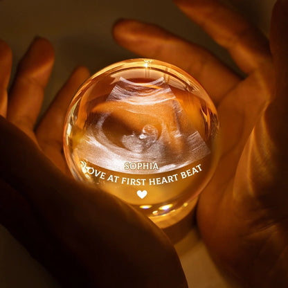 Custom Photo Crystal Globe Lamp - Personalized Baby Shower, Gifts For New Moms, New Dads, New Parents - Tiny Hands Big Love