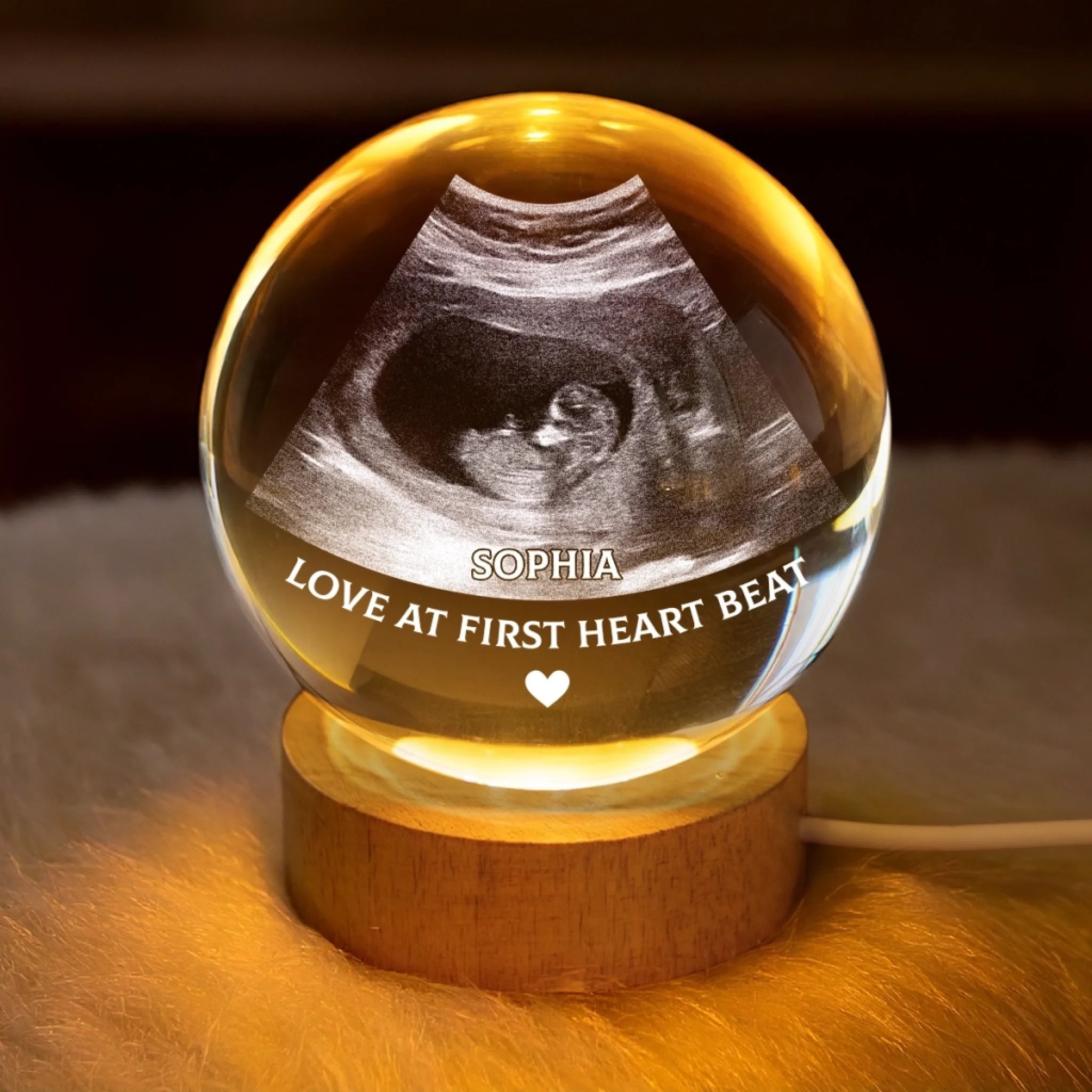 Custom Photo Crystal Globe Lamp - Personalized Baby Shower, Gifts For New Moms, New Dads, New Parents - Tiny Hands Big Love
