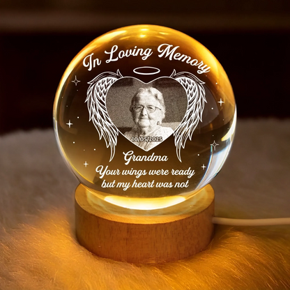 Custom Photo Crystal Globe Lamp - Personalized Memorial Sympathy Gifts For Loss Of Mom, Dad - My Heart Still Holds You
