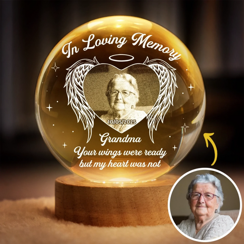 Custom Photo Crystal Globe Lamp - Personalized Memorial Sympathy Gifts For Loss Of Mom, Dad - My Heart Still Holds You
