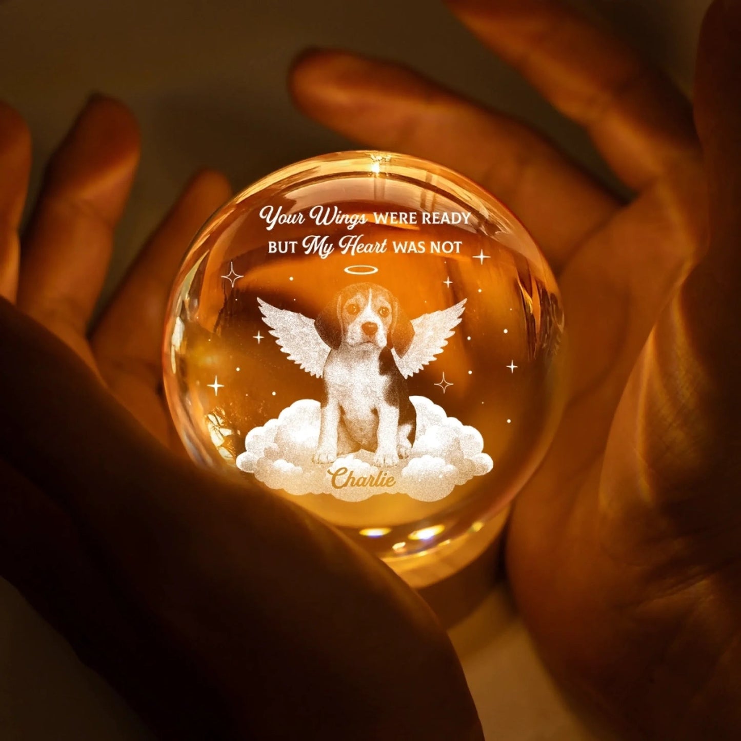 Custom Photo Crystal Globe Lamp - Personalized Pet Memorial Sympathy Gifts For Dogs, Cats - Your Flight My Heartache