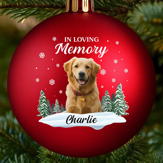 Custom Photo Colored Ball Ornament - Personalized Pet Christmas Memorial Sympathy Gifts For Dogs, Cats - Love Remains Beyond The Leash