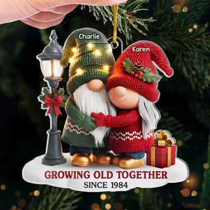 Custom Gnome Acrylic Ornament - Personalized Anniversary Christmas Wedding Gifts For Husband And Wife, Him And Her - Our Story Continues