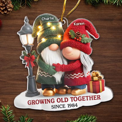 Custom Gnome Acrylic Ornament - Personalized Anniversary Christmas Wedding Gifts For Husband And Wife, Him And Her - Our Story Continues