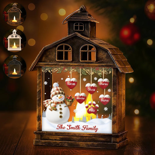Custom Snowman LED Tabletop Lantern Light - Personalized Christmas Birthday Gifts For Mom, Dad, Brother, Sister, Kids - Frosty Nights Warm Hearts