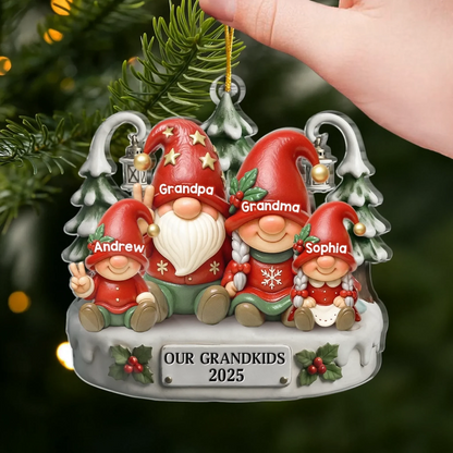 Holiday Magic Grows With Every Gnome - Personalized Acrylic Ornament