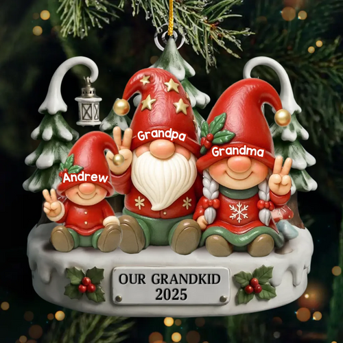 Holiday Magic Grows With Every Gnome - Personalized Acrylic Ornament