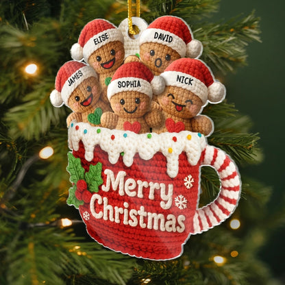 Custom Crochet Acrylic Ornament - Personalized Christmas Birthday Gifts For Mom, Dad, Brother, Sister, Kids - Love Gathers Around Us