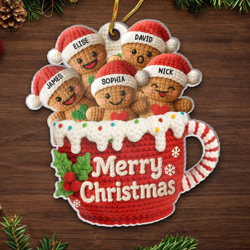 Custom Crochet Acrylic Ornament - Personalized Christmas Birthday Gifts For Mom, Dad, Brother, Sister, Kids - Love Gathers Around Us