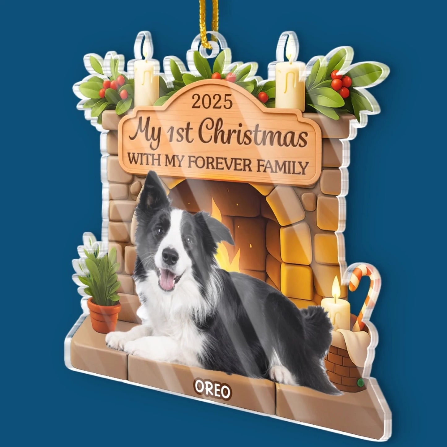 Custom Photo First Christmas Acrylic Ornament - Personalized Christmas Birthday Gifts For Dog Lovers, Dog Dad And Mom - Christmas Is Merrier With Fur