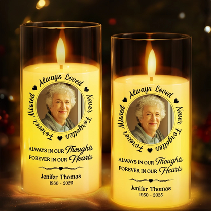 Personalized Christmas Memorial Sympathy Gifts For Loss Of Mom, Dad - Love Echoes Through Time And Memory- Personalized LED Candle Light