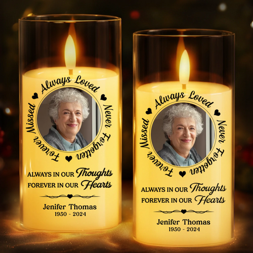Personalized Christmas Memorial Sympathy Gifts For Loss Of Mom, Dad - Love Echoes Through Time And Memory- Personalized LED Candle Light