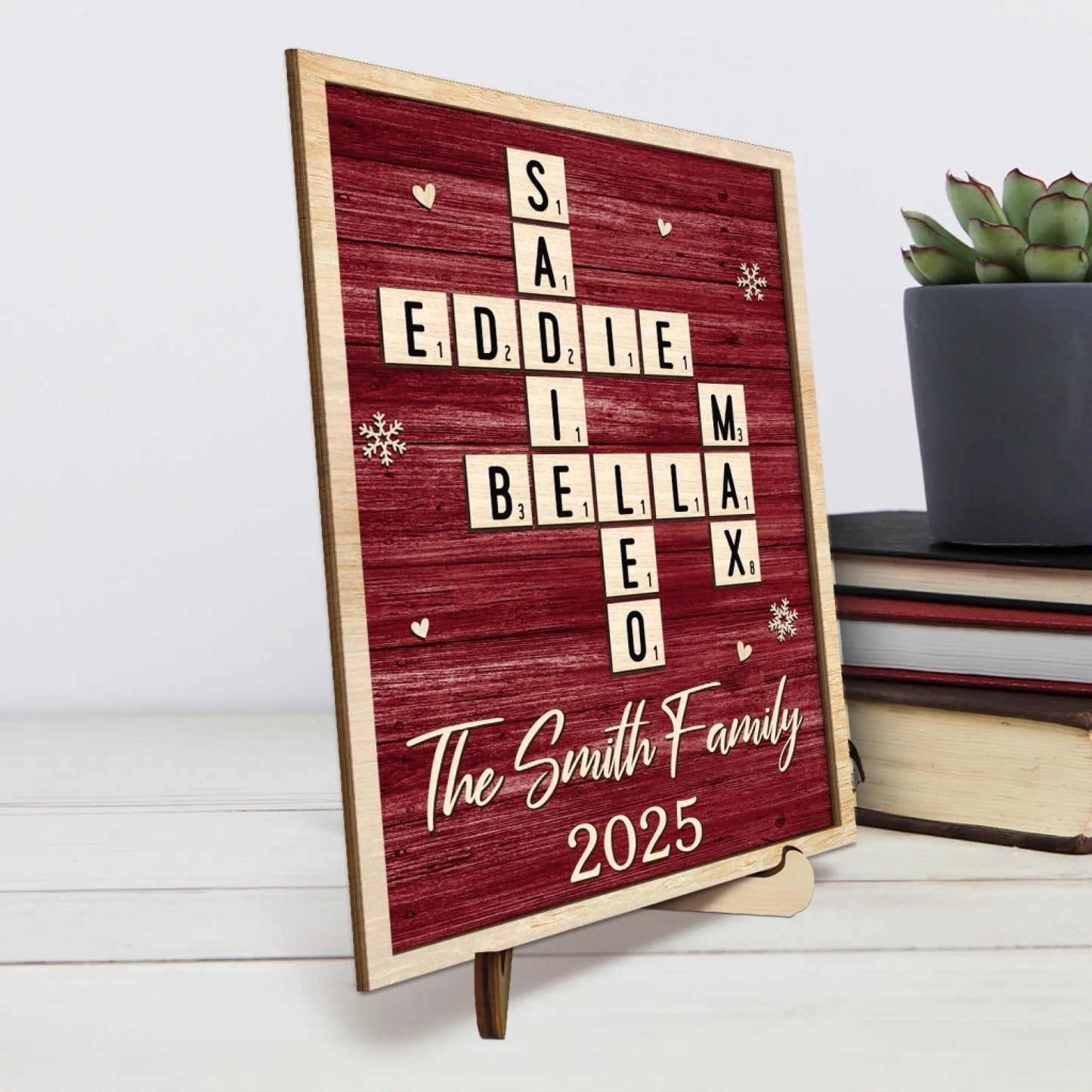 Custom Scrabble 2-Layered Wooden Plaque - Personalized Christmas Birthday Gifts For Mom, Dad, Brother, Sister, Kids - Together We Sparkle