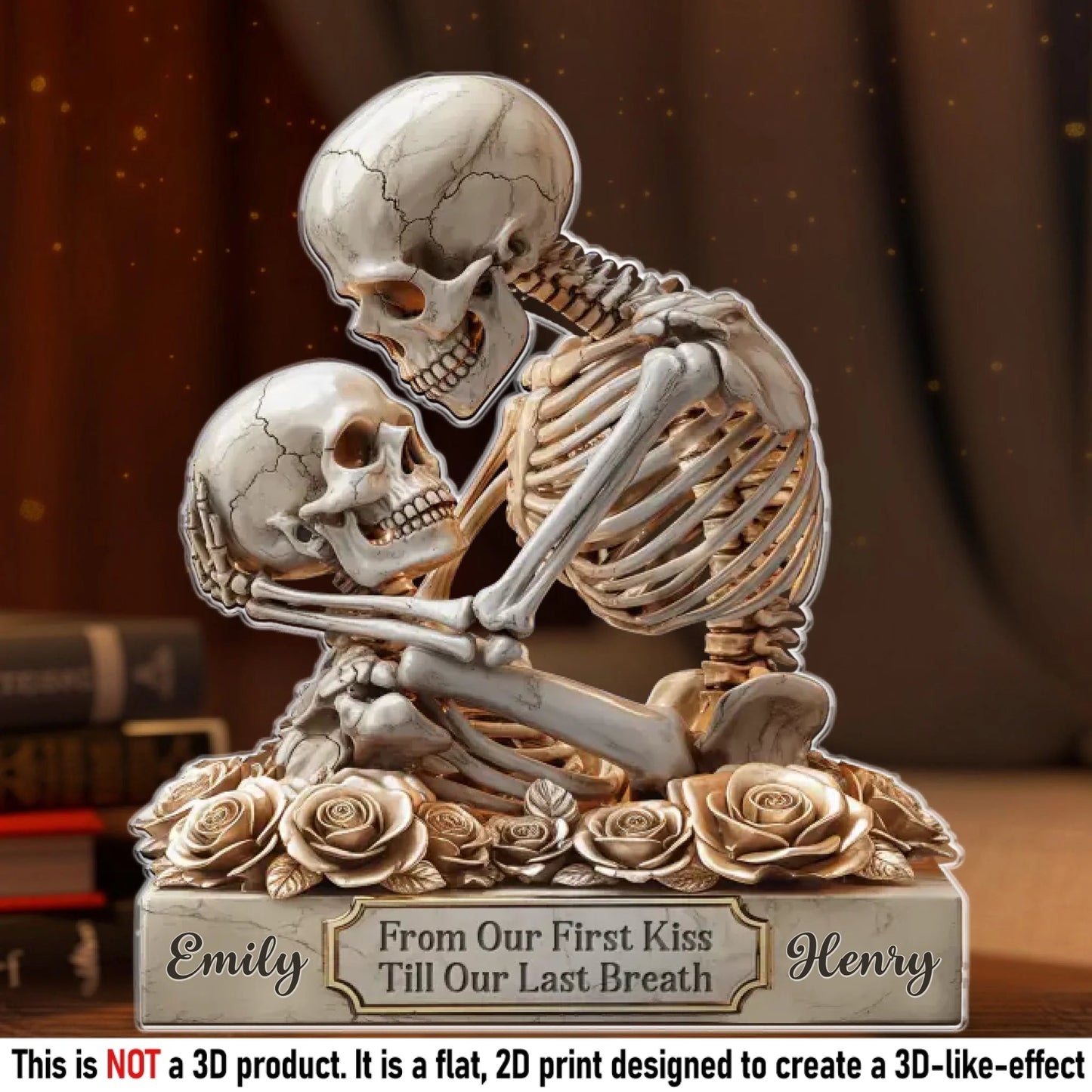 Custom Gothic Skeleton Acrylic Plaque - Personalized Anniversary Wedding Gifts For Husband And Wife, Him And Her - Bone To Be Yours