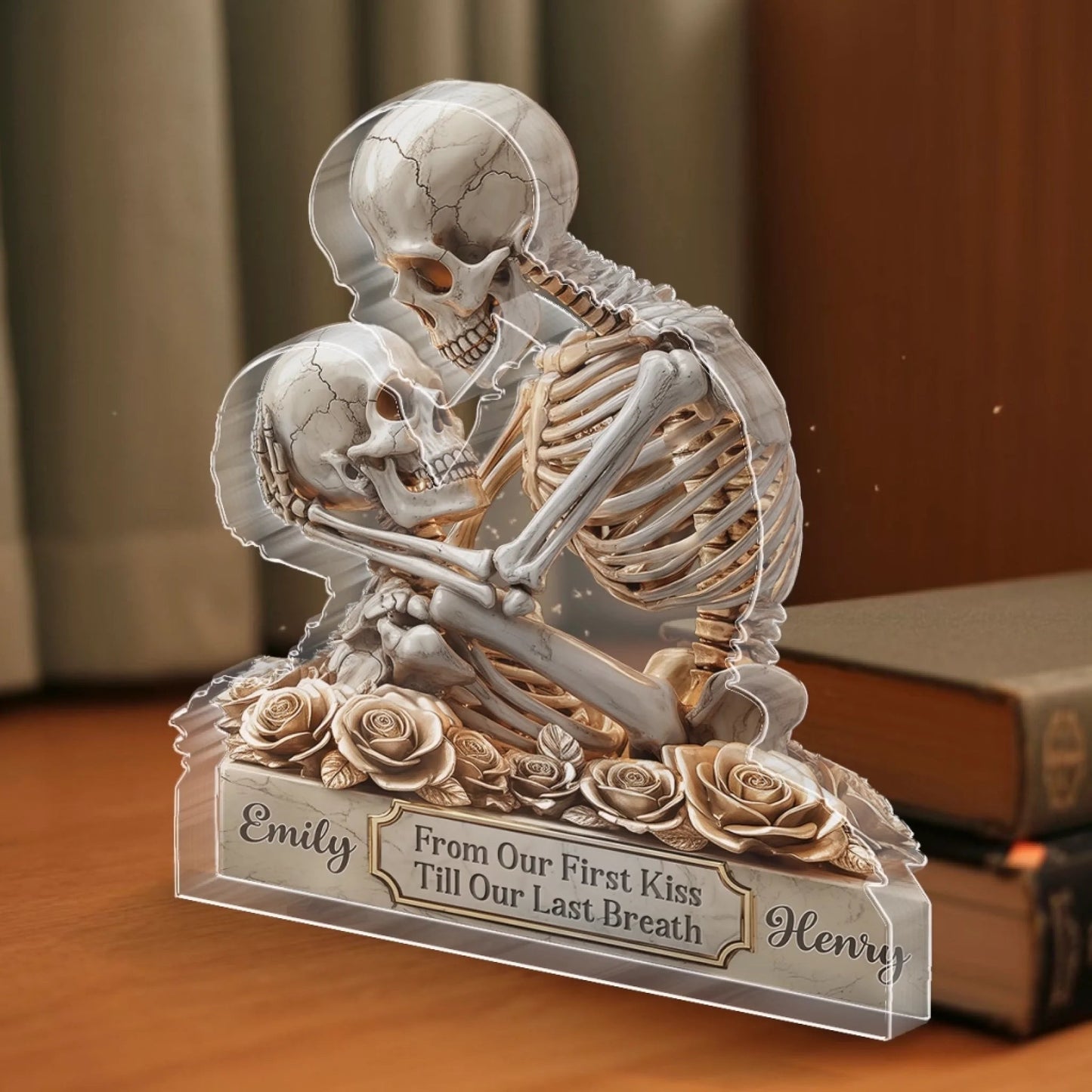 Custom Gothic Skeleton Acrylic Plaque - Personalized Anniversary Wedding Gifts For Husband And Wife, Him And Her - Bone To Be Yours