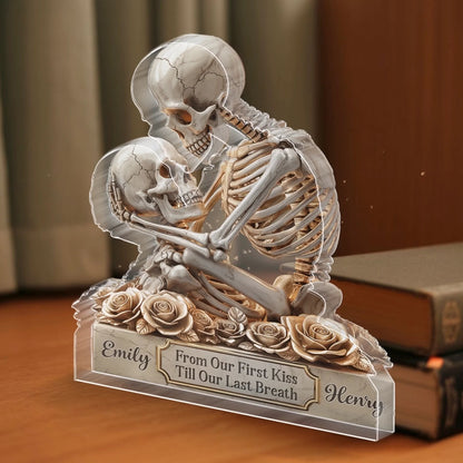 Custom Gothic Skeleton Acrylic Plaque - Personalized Anniversary Wedding Gifts For Husband And Wife, Him And Her - Bone To Be Yours