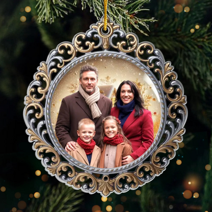 Custom Photo Acrylic Ornament - Personalized Christmas Birthday Gifts For Mom, Dad, Brother, Sister, Kids - Where Love Begins And Never Ends