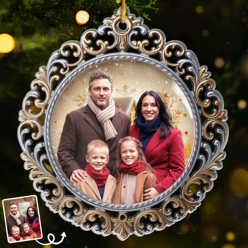 Custom Photo Acrylic Ornament - Personalized Christmas Birthday Gifts For Mom, Dad, Brother, Sister, Kids - Where Love Begins And Never Ends