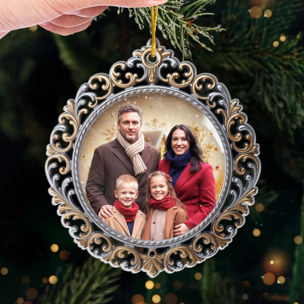 Custom Photo Acrylic Ornament - Personalized Christmas Birthday Gifts For Mom, Dad, Brother, Sister, Kids - Where Love Begins And Never Ends