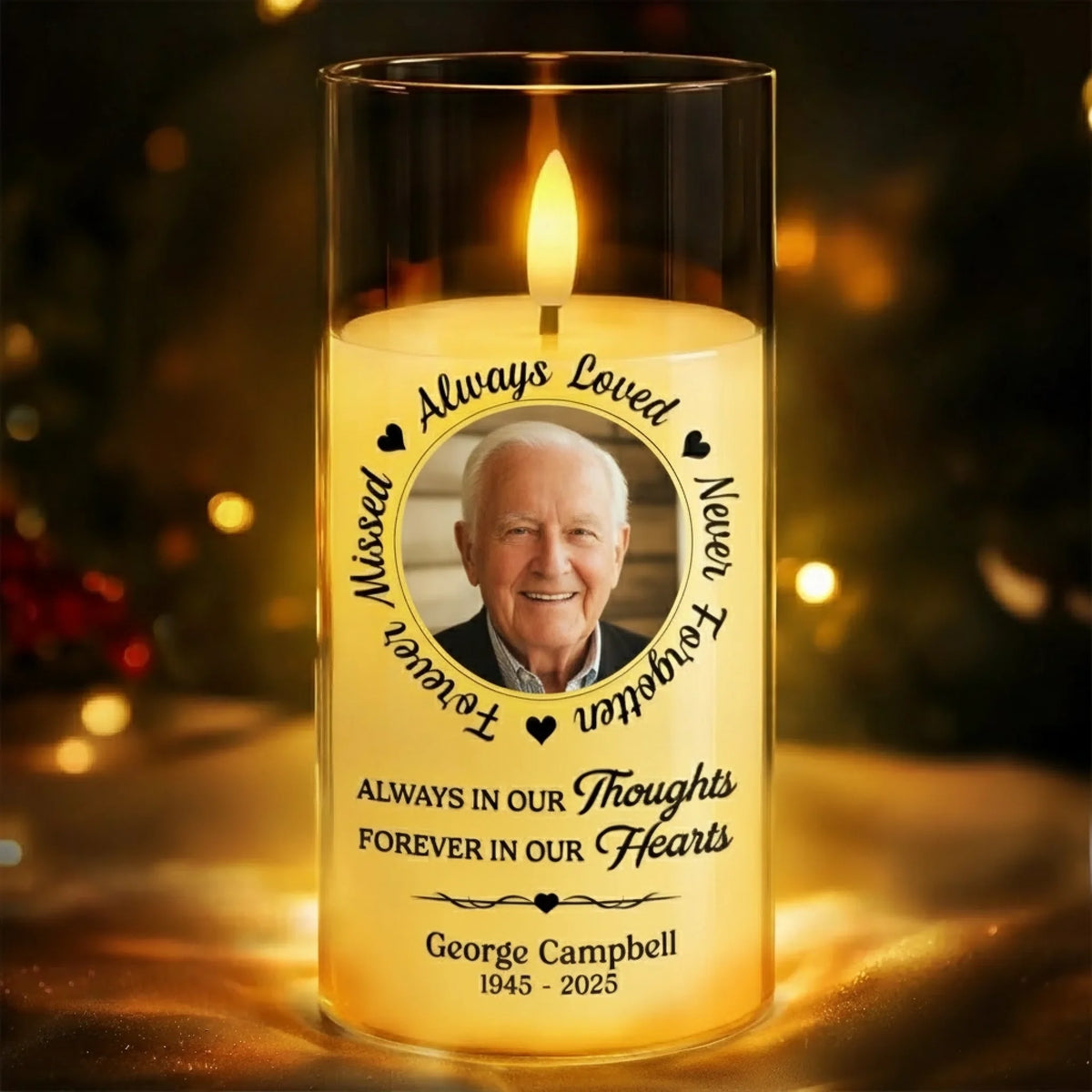 Personalized Christmas Memorial Sympathy Gifts For Loss Of Mom, Dad - Love Echoes Through Time And Memory- Personalized LED Candle Light