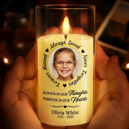 Personalized Christmas Memorial Sympathy Gifts For Loss Of Mom, Dad - Love Echoes Through Time And Memory- Personalized LED Candle Light