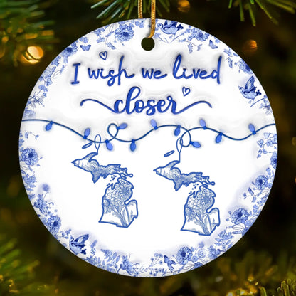 Custom Long Distance Acrylic Ornament - Personalized Christmas Birthday Gifts For Mom, Dad, Brother, Sister, Kids - Miles Apart But Always Close At Heart