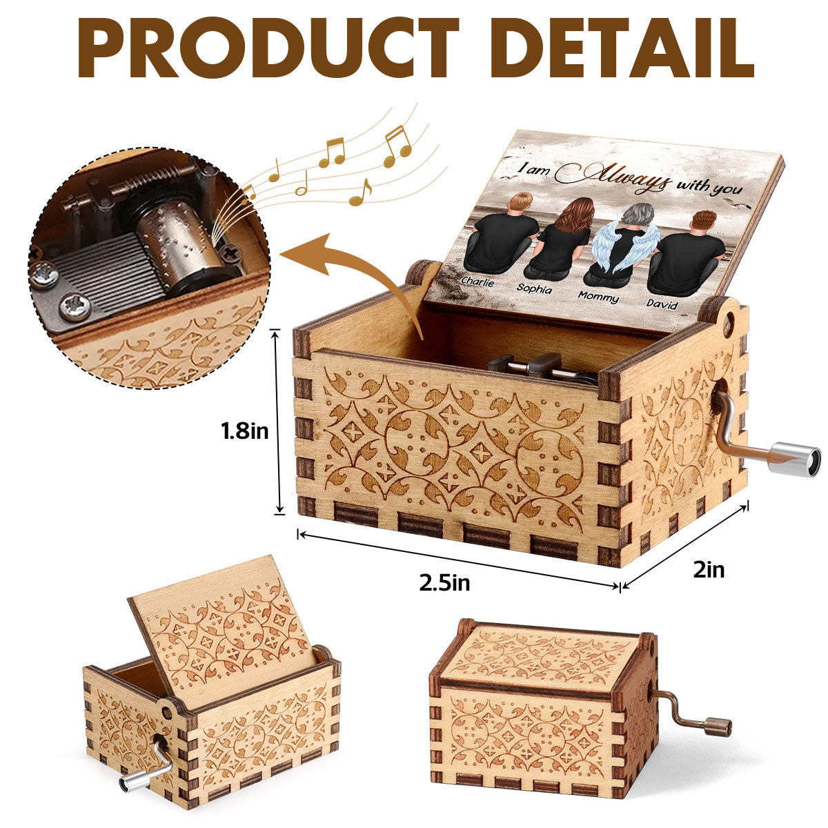 Always With You Sky Family Members, Memorial Personalized Music Box, Sympathy Gift