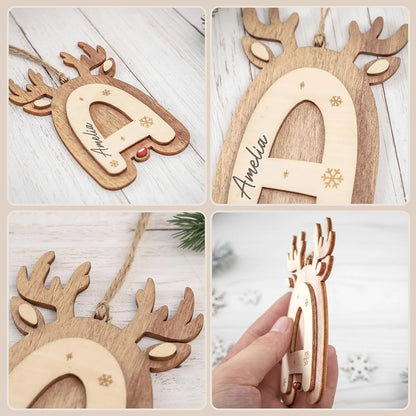 Custom Double Layer Wooden Ornament - Personalized Christmas Birthday Gifts For Mom, Dad, Kids - Letters of Joy Memories of Love