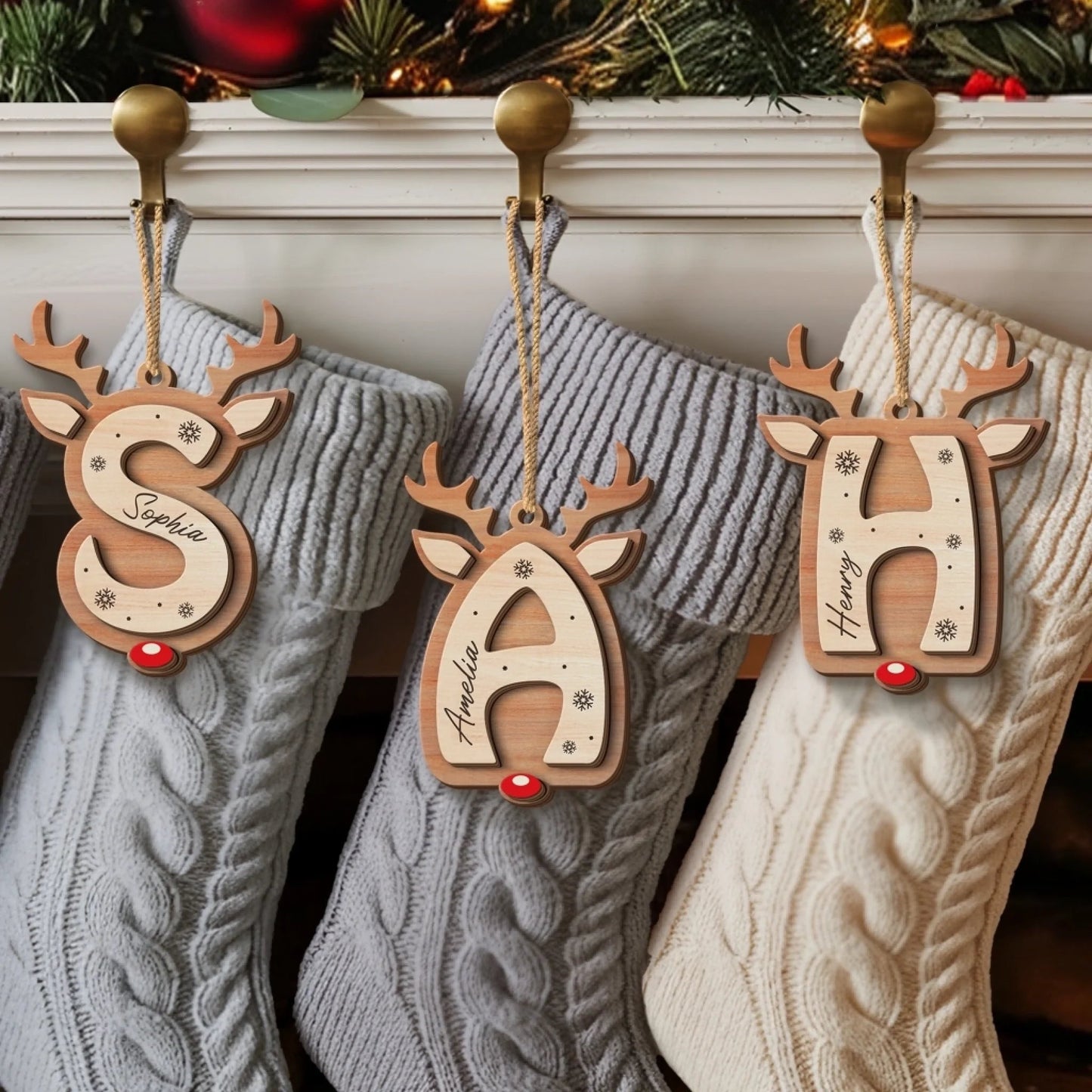 Custom Double Layer Wooden Ornament - Personalized Christmas Birthday Gifts For Mom, Dad, Kids - Letters of Joy Memories of Love