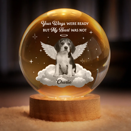 Custom Photo Crystal Globe Lamp - Personalized Pet Memorial Sympathy Gifts For Dogs, Cats - Your Flight My Heartache
