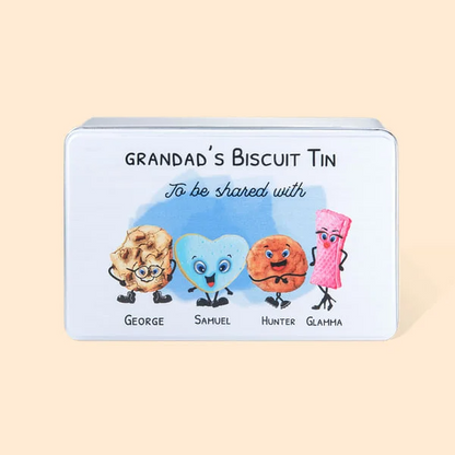 Personalised Food Grade Metal Biscuit Tin with Name and Text Birthday Gift Christmas Gift for Family