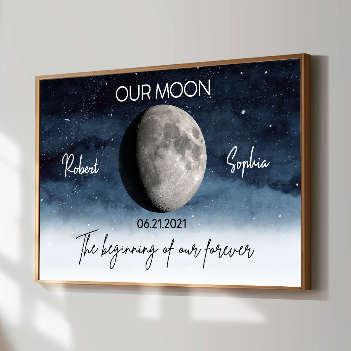 Starry Night Love Story Couple Custom Moon Phase Anniversary Date Personalized Poster, Anniversary Gift, Wedding Gift For Couple