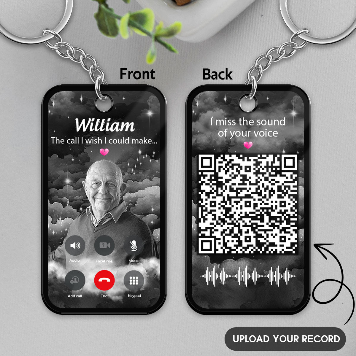 The Call I Wish I Could Make Photo Inserted Memorial Gift Remembrance Keepsake Voice Message QR Code Personalized Acrylic Keychain