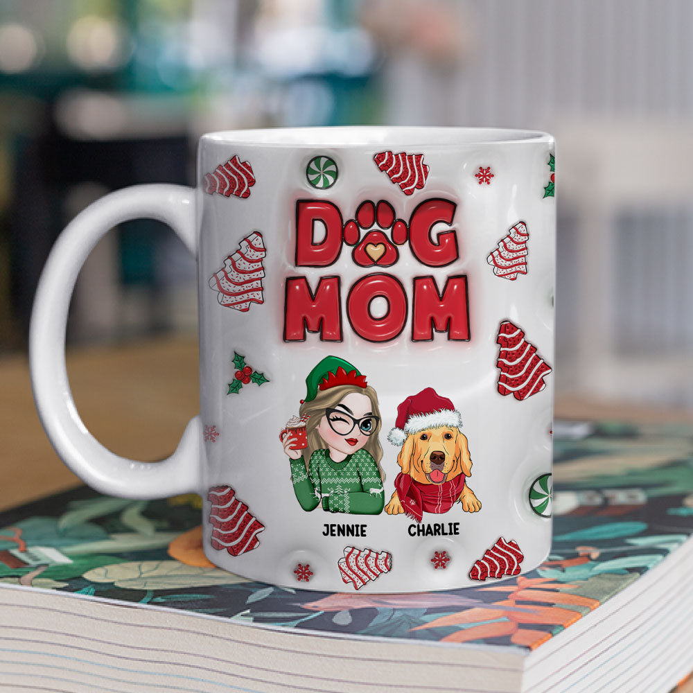 Dog Mom Christmas Cake - Personalized Custom 3D Inflated Effect Mug