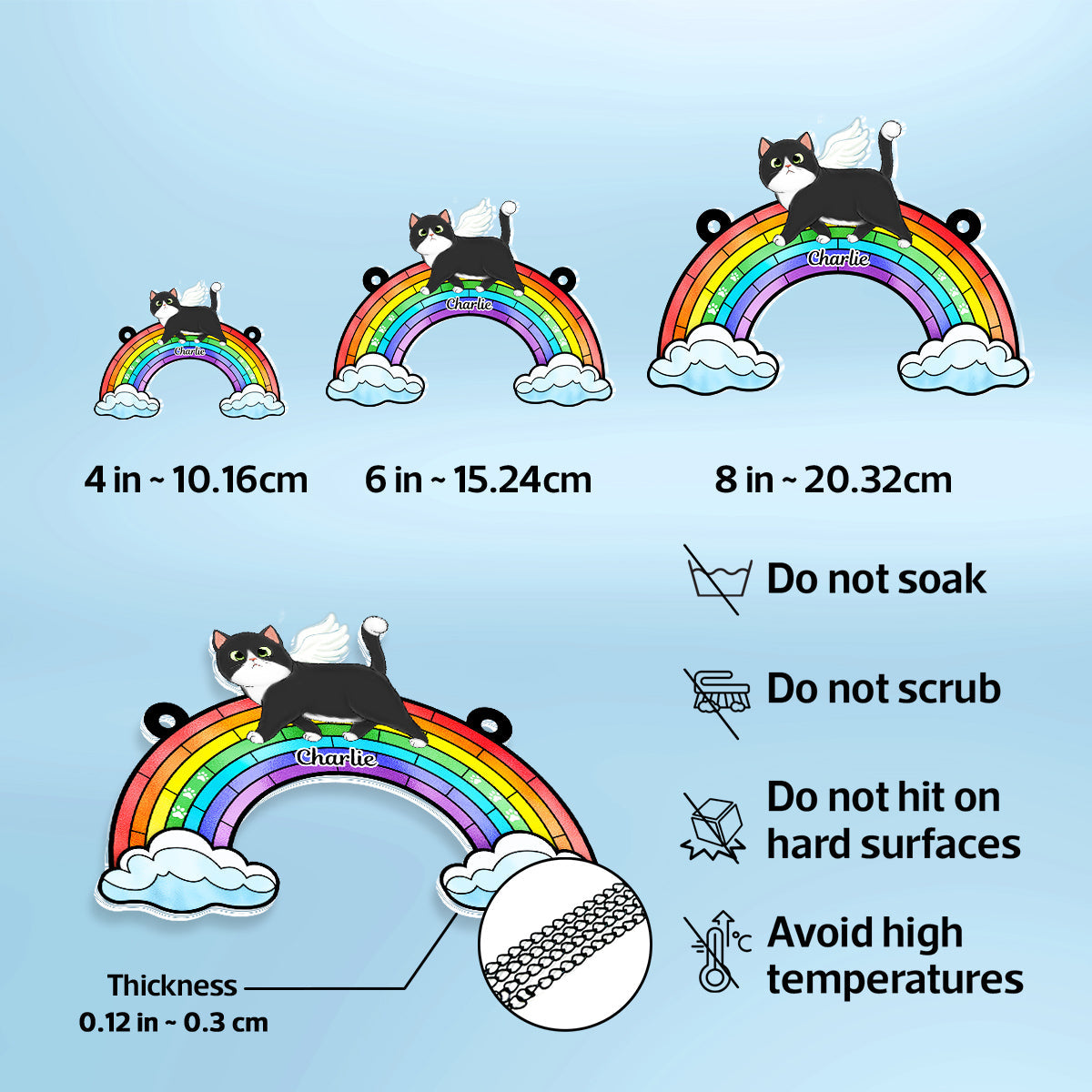 Cats Loss Memorial Rainbow Bridge Personalized Suncatcher Ornament