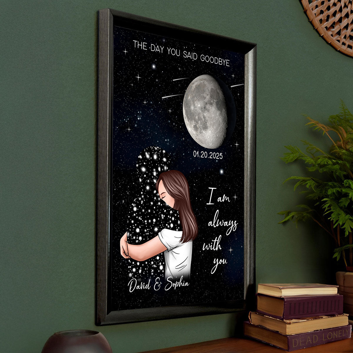 The Day You Said Goodbye Woman With Lost Loved One Memorial Moon Phase Personalized Poster