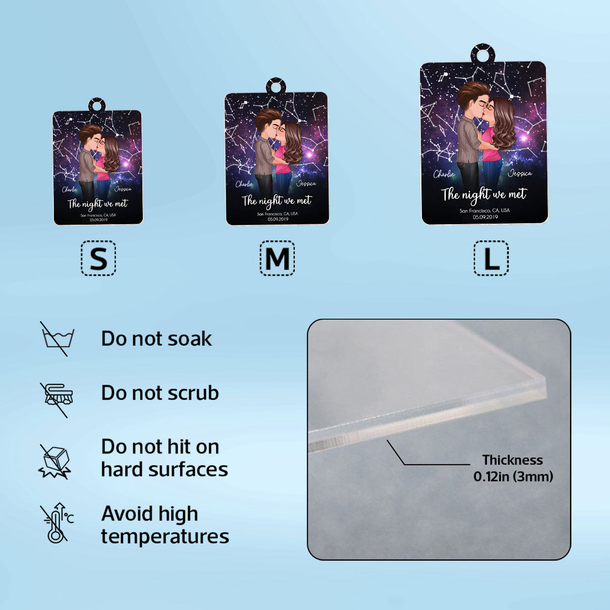 Couple Kissing Under the Galaxy Star Map by Location & Date Personalized Acrylic Keychain