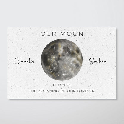 Our Moon Golden Dust Moon Phase Art Anniversary For Wife, Gift for Husband Couple Wedding Anniversary Gift Personalized Poster