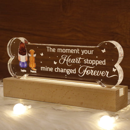 A Keepsake For The Beloved Companion Dog Memorial Gift Personalized Bone Shaped Acrylic Block LED Night Light