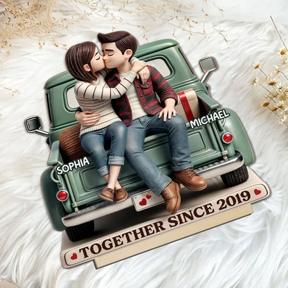 Couple On Truck Personalized Standing Wooden Plaque, Heartfelt Gift For Couple, For Him, For Her, Boyfriend, Girlfriend, Husband, Wife