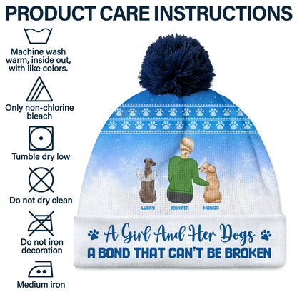 A Girl And Her Dog - Personalized Bobble Beanie Hat