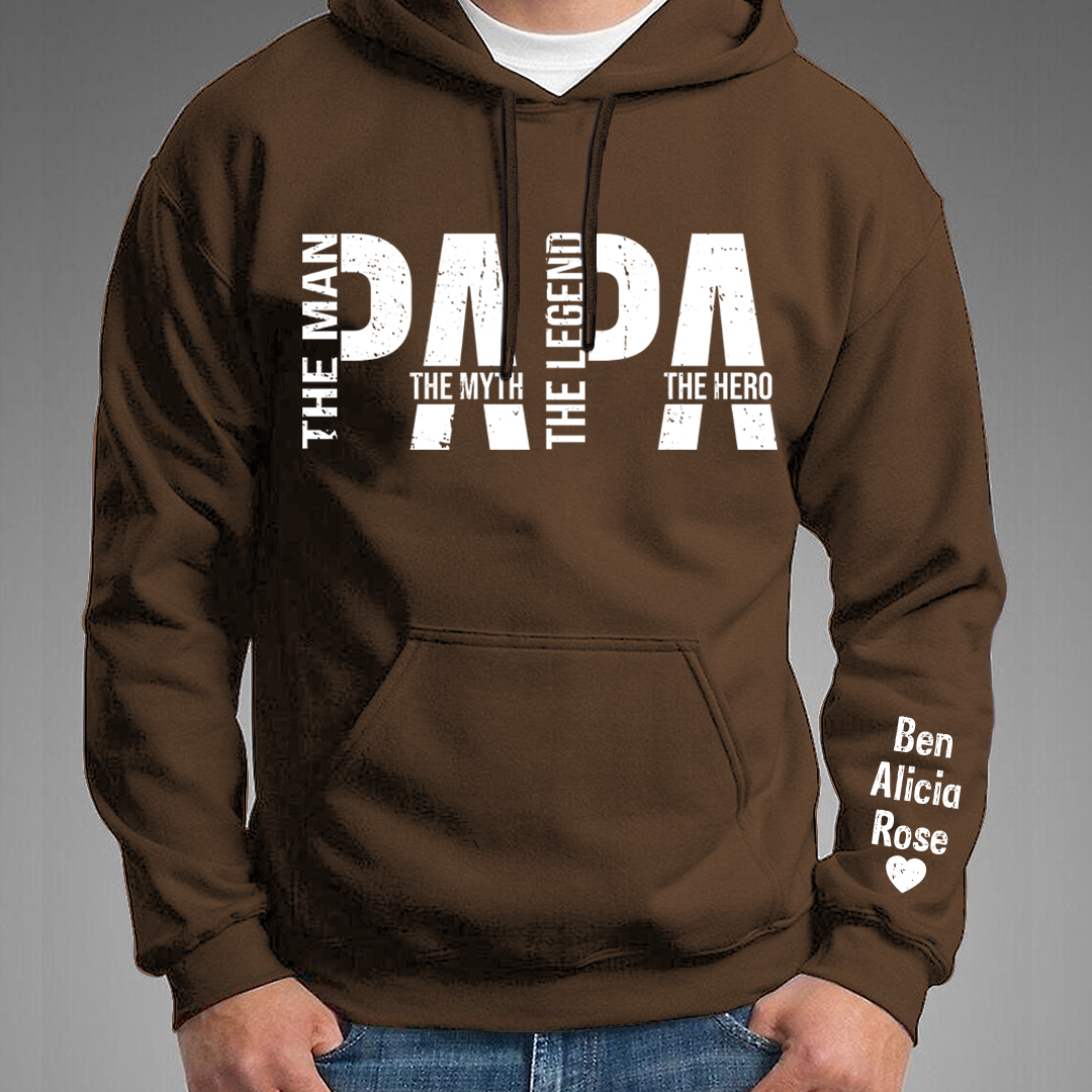 The Man The Myth The Legend The Hero Gift For Grandpa, Custom Kids, Papa, Dear Family Gift Hoodie