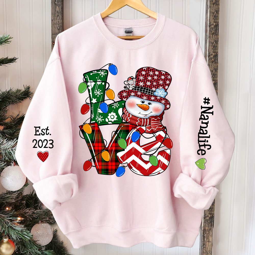 Love Nana Life Snowman Christmas, Custom Nana And Kids, Grandma Gift TH Sweatshirt