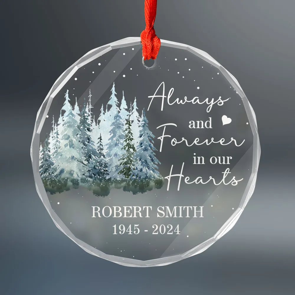 Always And Forever In Our Hearts Memorial Keepsake Personalized Acrylic Ornament