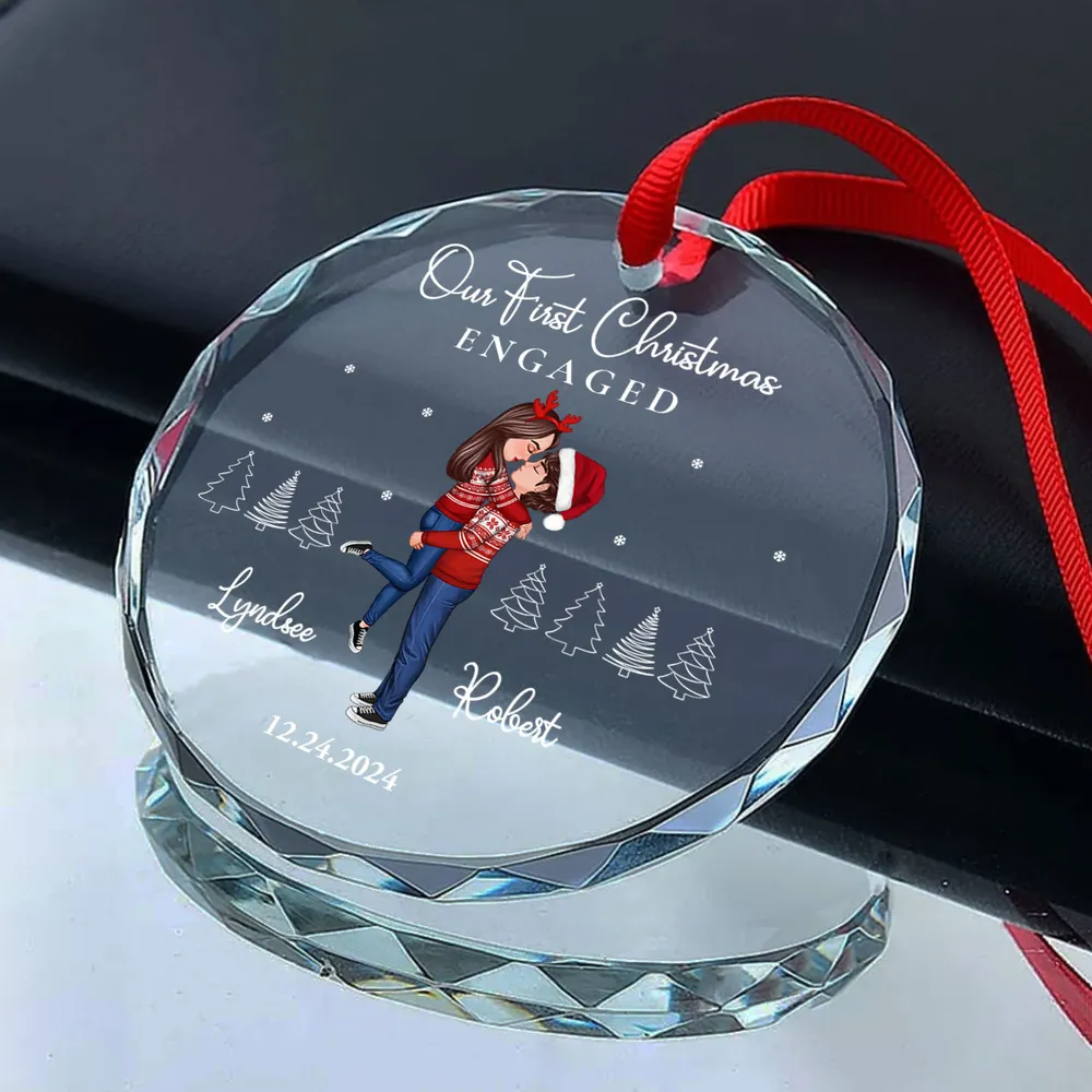 Our First Christmas Engaged Married, Newly Engaged Married Couple Personalized Ornament