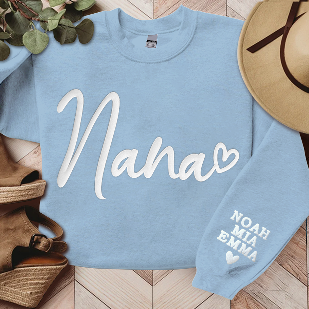 Personalized Nana Sweatshirt With Kid Names On Sleeve, Gift For Grandma TH Sweatshirt