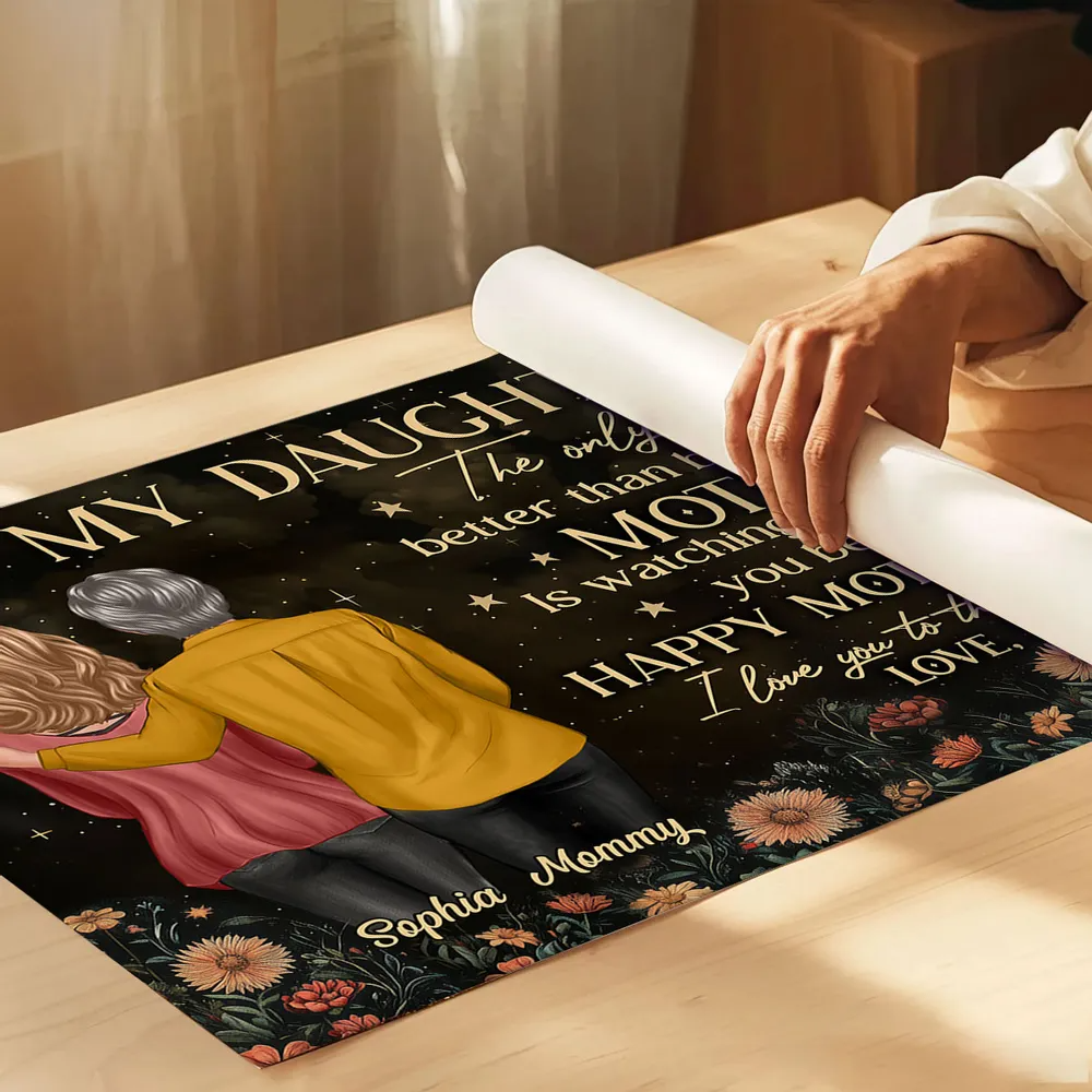 Vintage Flowers Gold Moon To My Daughter From Mom Happy Mother's Day Personalized Poster, Heartfelt 2025 Mother's Day Gift For Daughter
